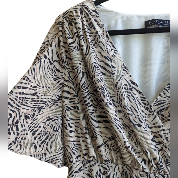 Eloquii Tan Tropical Ruched Mini Dress - Picture 7 of 10